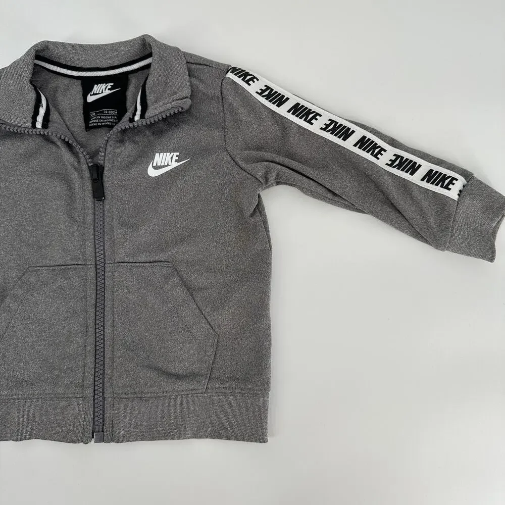 Nike Baby Grey Track Jacket Logo Stripe Pockets Infant Boys 12 Months